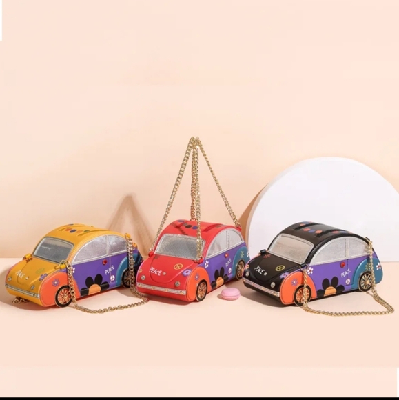 Cartoon Car Shaped Bag, Creative Chain Shoulder Bag, Funny Colorblock Novelty Ha - Picture 7 of 8